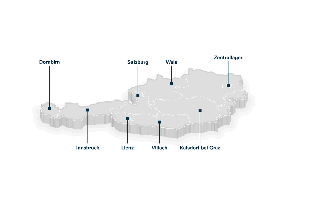 Standorte der Techem Wassertechnik Österreich