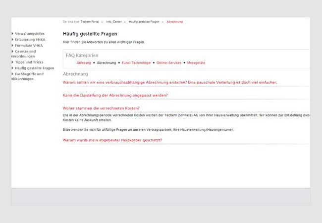 Illustration de la page Infocenter du portail client Techem