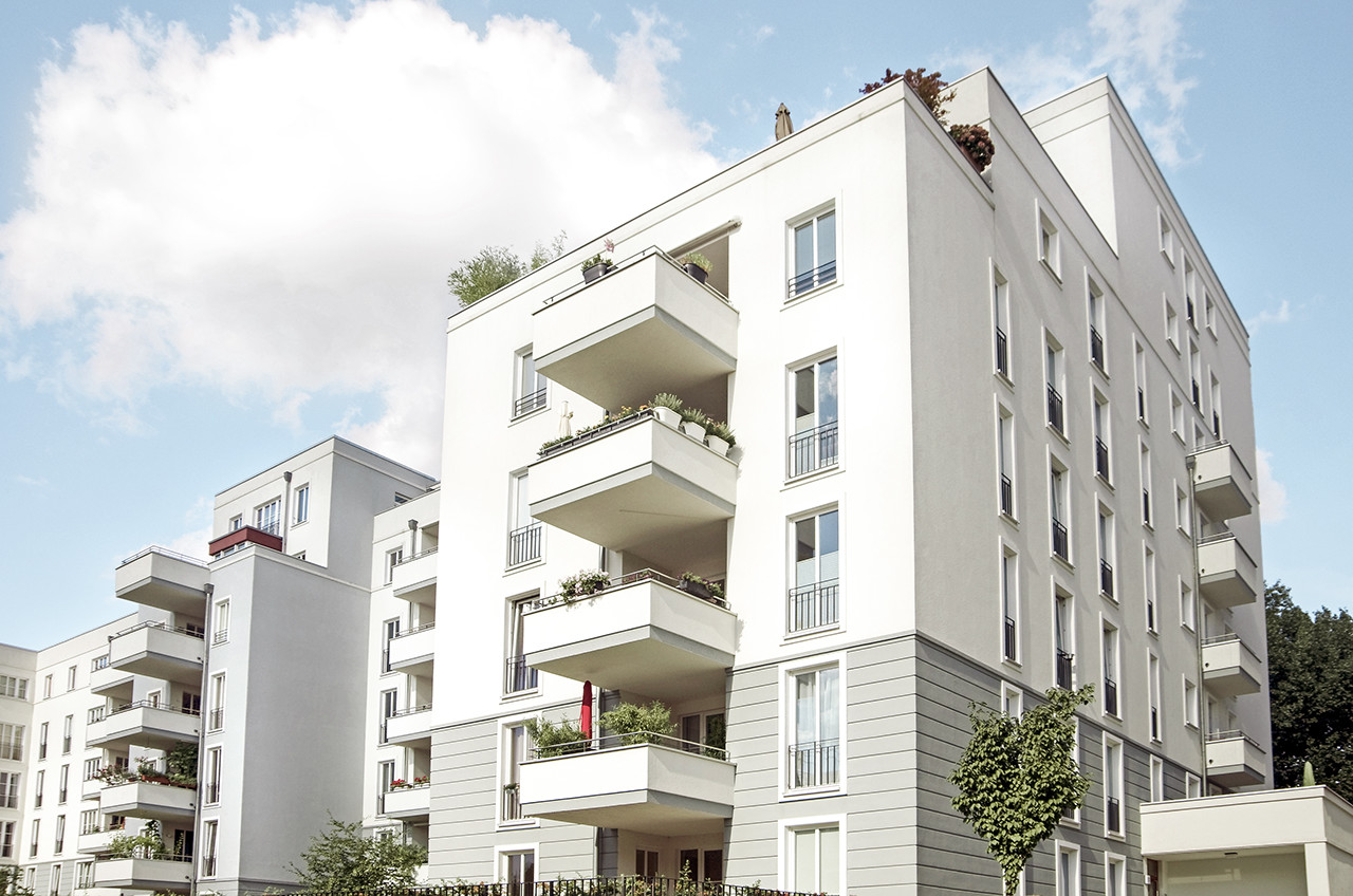 modern town houses, apartment buildings in berlin, germany
